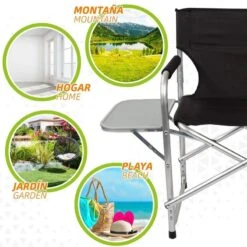 AKTIVE - Chaise Pliante Avec Table Amovible -Camping En Plein Air Boutique aktive chaise pliante avec table amovible 4