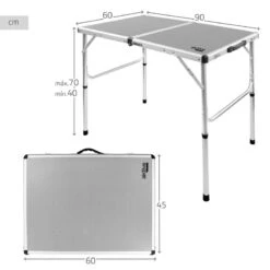 AKTIVE - Table De Camping Pliante, Réglable En 2 Hauteurs, 90x60x40/70 Cm, Gris 5 AKTIVE - Table De Camping Pliante, Réglable En 2 Hauteurs, 90x60x40/70 Cm, Gris -Camping En Plein Air Boutique aktive table de camping pliante reglable en 2 hauteurs 90x60x4070 cm gris 3
