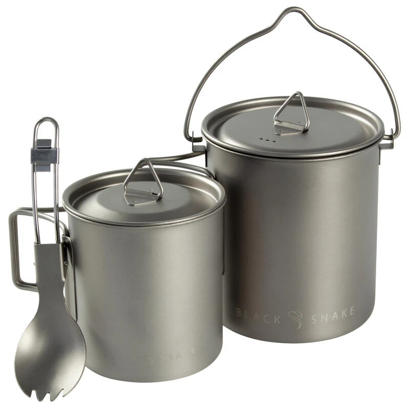 Batterie de cuisine de camping set | Casseroles + Fourchette/Cuillère | Titane Batterie De Cuisine De Camping Set | Casseroles + Fourchette/Cuillère | Titane -Camping En Plein Air Boutique batterie de cuisine de camping set casseroles fourchettecuillere titane