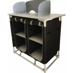 BAYASUN Meuble De Cuisine 4 Étagères Pieds Réglables Gris -Camping En Plein Air Boutique bayasun meuble de cuisine 4 etageres pieds reglables gris 1