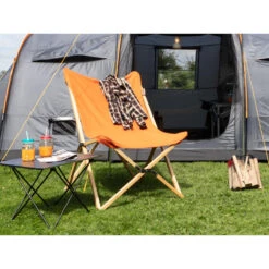 Chaise Longue Tofte - Chaise Relax De Camping - Pliable - Max. 120 Kg - Orange -Camping En Plein Air Boutique chaise longue tofte chaise relax de camping pliable max 120 kg orange 2
