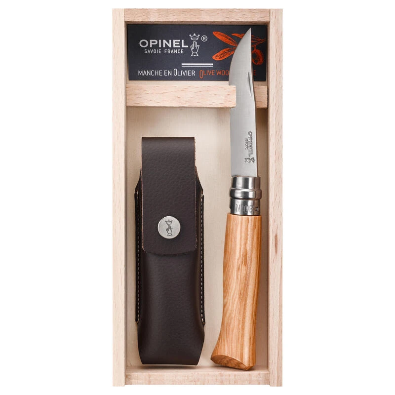 Coffret couteau Opinel randonnée numéro 8 en bois d'olivier, avec son étui cuir Coffret Couteau Opinel Randonnée Numéro 8 En Bois D'olivier, Avec Son étui Cuir -Camping En Plein Air Boutique coffret couteau opinel randonnee numero 8 en bois dolivier avec son etui cuir