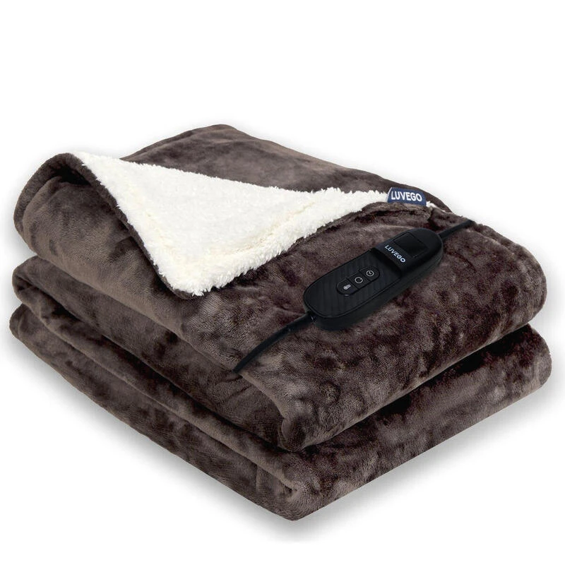 Couverture Électrique Luvego avec Polaire/Sherpa - Brun Foncé Couverture Électrique Luvego Avec Polaire/Sherpa - Brun Foncé -Camping En Plein Air Boutique couverture electrique luvego avec polairesherpa brun fonce