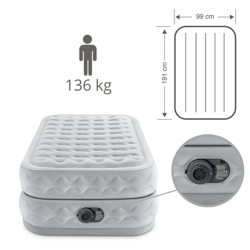 Intex Matelas gonflable - 1-Person - 99 x 191 x 51 cm - Gris Intex Matelas Gonflable - 1-Person - 99 X 191 X 51 Cm - Gris -Camping En Plein Air Boutique intex matelas gonflable 1 person 99 x 191 x 51 cm gris 3