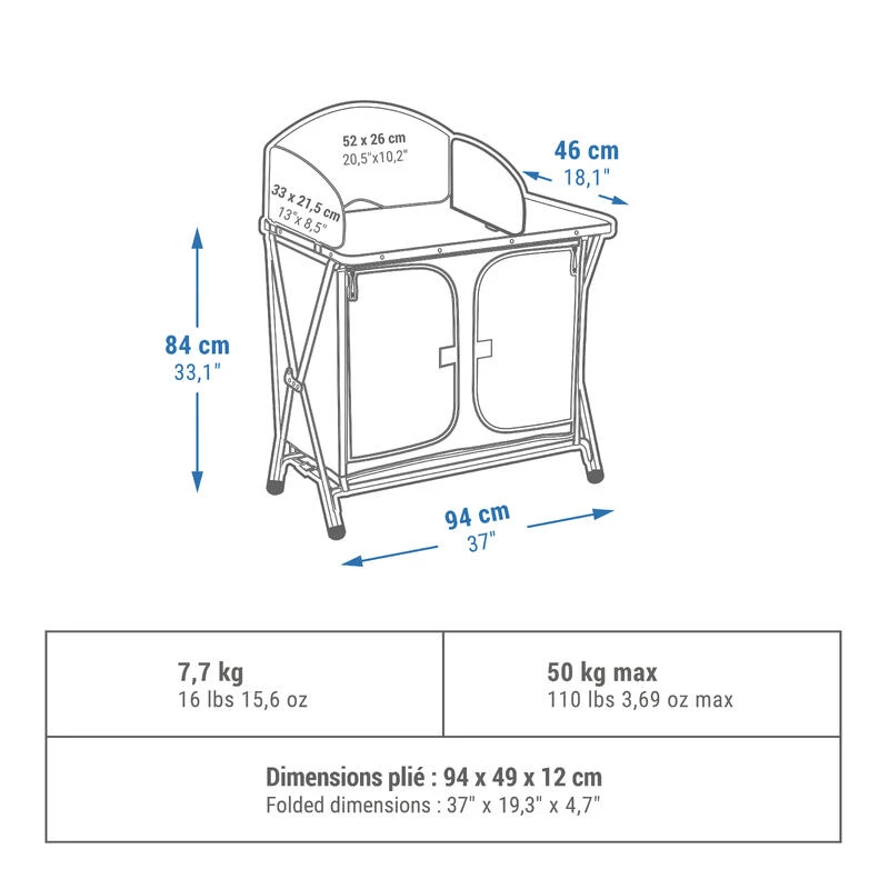 MEUBLE DE CUISINE PLIABLE POUR LE CAMPING Quechua MEUBLE DE CUISINE PLIABLE POUR LE CAMPING -Camping En Plein Air Boutique meuble de cuisine pliable pour le camping 1