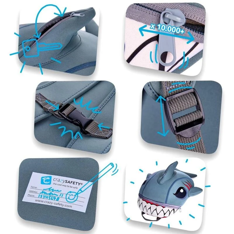 Sac à dos pour enfants | Requin Gris | Crazy Safety | Testé et certifié Sac à Dos Pour Enfants | Requin Gris | Crazy Safety | Testé Et Certifié -Camping En Plein Air Boutique sac a dos pour enfants requin gris crazy safety teste et certifie 2