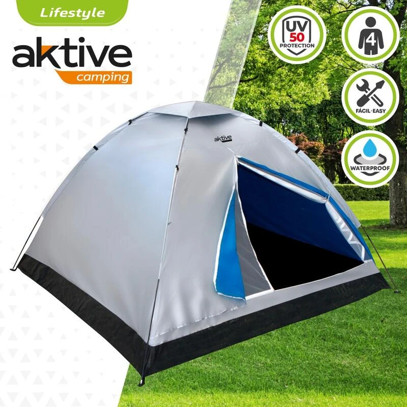 Tente 4 hommes 205x205x130 cm Aktive Tente 4 Hommes 205x205x130 Cm Aktive -Camping En Plein Air Boutique tente 4 hommes 205x205x130 cm aktive 1